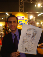 caricaturiste lors d'un salon professionnel